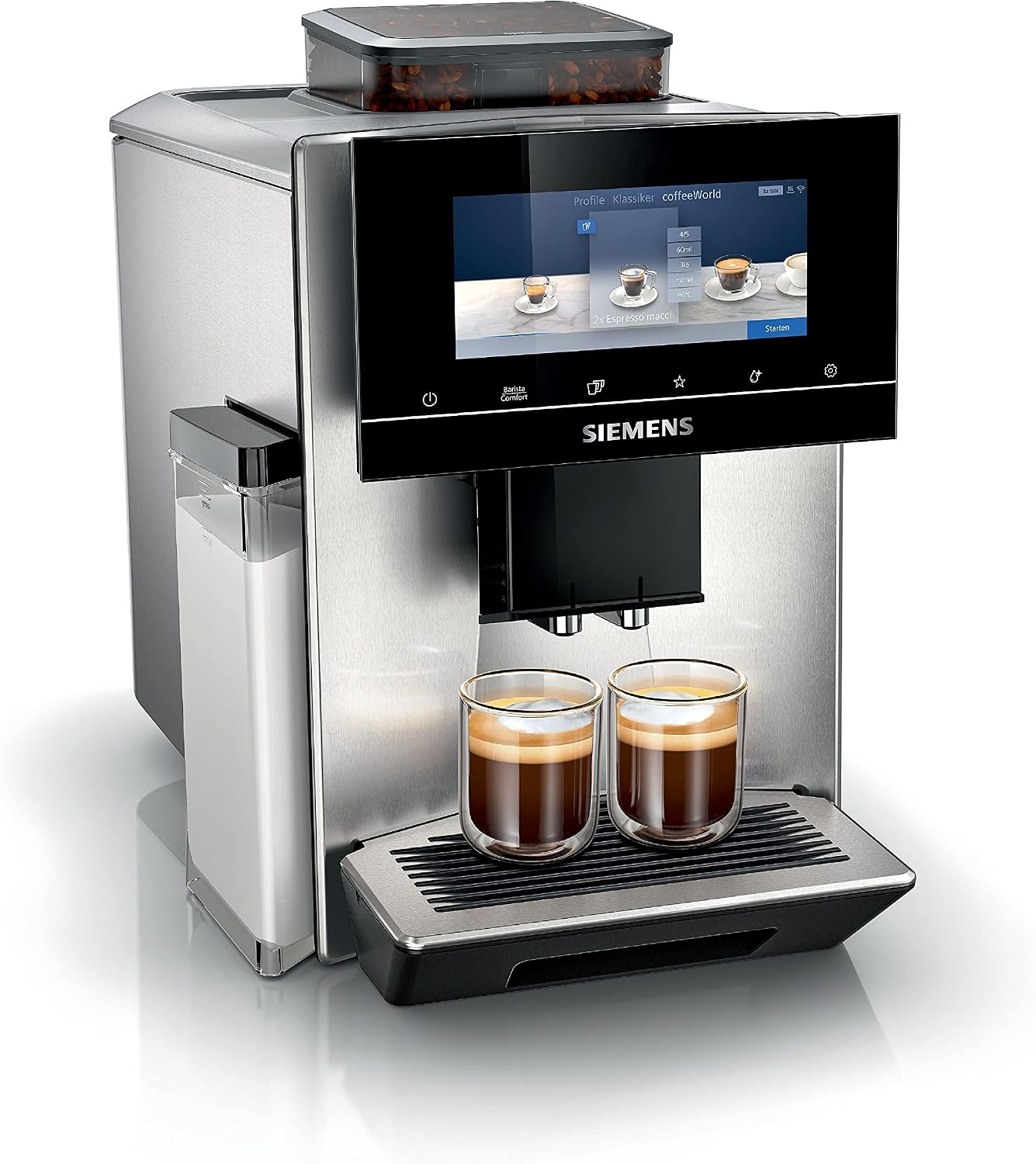 Siemens, EQ900 TQ903D03 Automatic Coffee Machine, App Control, Touch Screen, Barista Mode, AromaBoost, Noise Reduction, Premium Grinder, Steam Cleaning, 1500W, Stainless Steel - Image 1