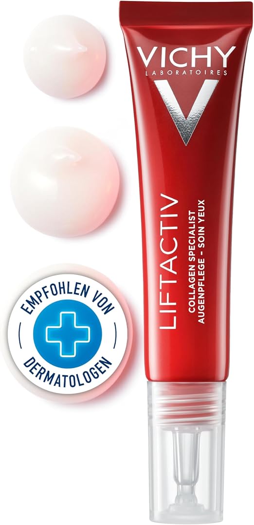 Vichy, LiftActiv, Anti-Aging Eye Care, Pro-Collagen Complex, Enriched with Niacinamide and Vitamin C, Fragrance Free, Sensitive and Mature Skin, 15 ml - Image 1