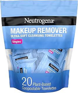 Neutrogena Makeup Remover Cleansing Towelette Singles, Daily Face Wipes To Remove Dirt, Oil, Makeup & Waterproof Mascara, Individually Wrapped, 20 Count - Image 1