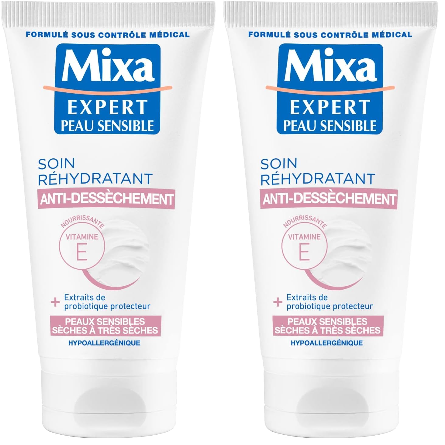 Mixa Expert Peau Sensible - Anti-drying Rehydrating Cream with Oat Extract + Nutritive Shea - 50 ml (Pack of 2) - Image 1