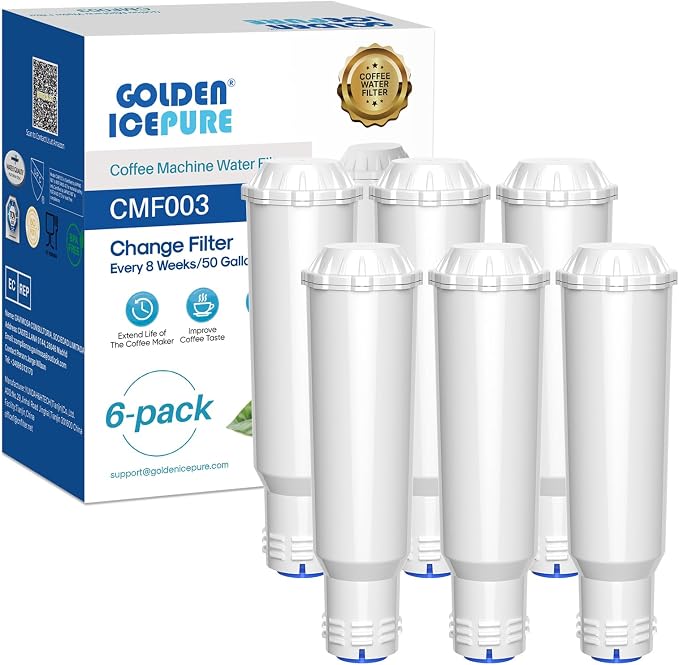 GOLDEN ICEPURE Coffee Machine Water Filter Compatible with Krups F088 Pro Aqua/AEG/Bosch/Siemens/Nivona Coffee Machine, 6 Pieces (Warning: Not suitable for Jura White) - Image 1