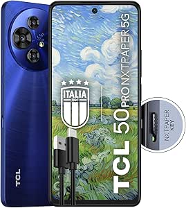 TCL 50PRO NXTPAPER 5G Smartphone 5G Screen 6.8 120Hz Nxtpaper 3.0, 512GB, 16GB RAM, Tripla Camera 108MP - 32MP Front Camera, Android 14, 5010 mAh Battery, Blue, USB Type-C Pack - Image 1