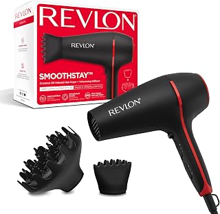 Revlon SmoothStay Sèche-cheveux 2000 W avec infusion d'huile de coco, 2 accessoires (peigne diffuseur et concentrateur), technologie ionique tourmaline céramique - RVDR5317 - Image 1