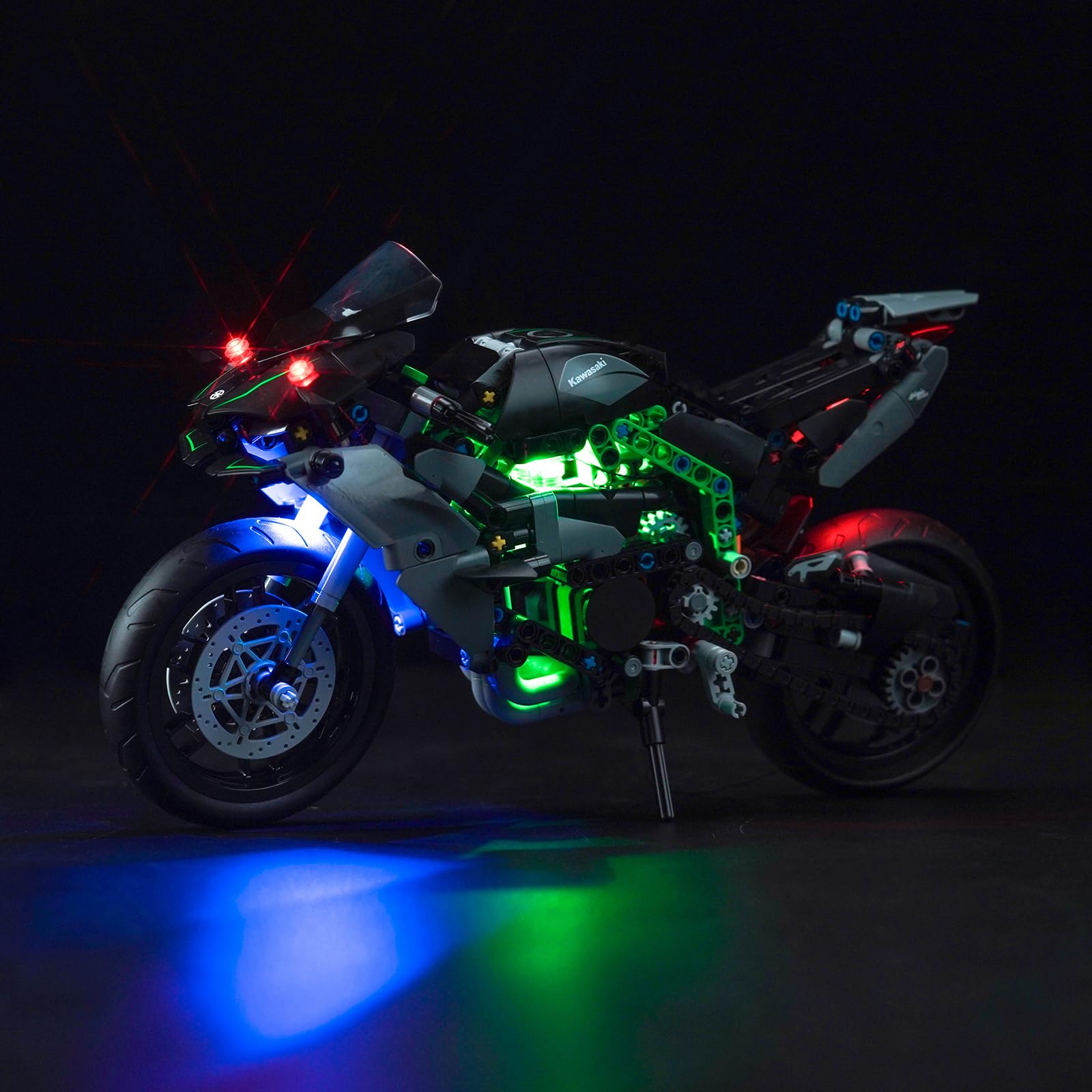 BrickBling LED Motorcycle Light Kit Lego Technic Kawasaki Ninja H2R (No Lego) Decorative Lighting Kit for Lego 42170 Kawasaki Ninja H2R Motorcycle Creative Toys, DE-42170-P64101 - Image 1