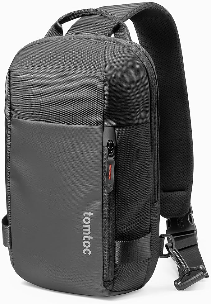 tomtoc Compact EDC Sling Bag, Minimalist Crossbody Shoulder Bag for Nintendo Switch OLED, 2024 11" iPad Pro M4, 11" iPad Air M2, Lightweight Water-Resistant Backpack for Daily Use, Black - Image 1