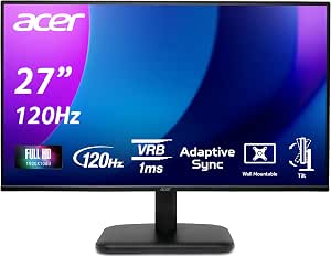 Acer EK271Gbif, 27" Full HD IPS PC Monitor, 120Hz (1920x1080, AdaptiveSync, 1ms VRB, 250 Nits, Comfyview, BlueLightShield, Flicker-Less, 1xVGA/1xHDMI 1.4) Monitor PC, Color Black - Image 1