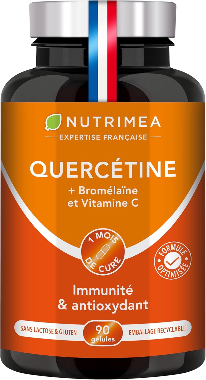 QUERCETINE - 600 mg - Vegan & Sans Excipient - Avec Bromelaine & Vitamine C Végétales - Puissant Antioxydant, Renforce l'Immunité - Nutrimea - 90 Gélules - Fabriqué en France - Image 1