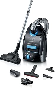 Siemens Vacuum cleaner with bag Q5.0 Extreme SilencePower VSQ5X500, ideal for allergy sufferers, hygienic filter, strong suction power, XXL padded nozzle, long cable, 650 W, black - Image 1