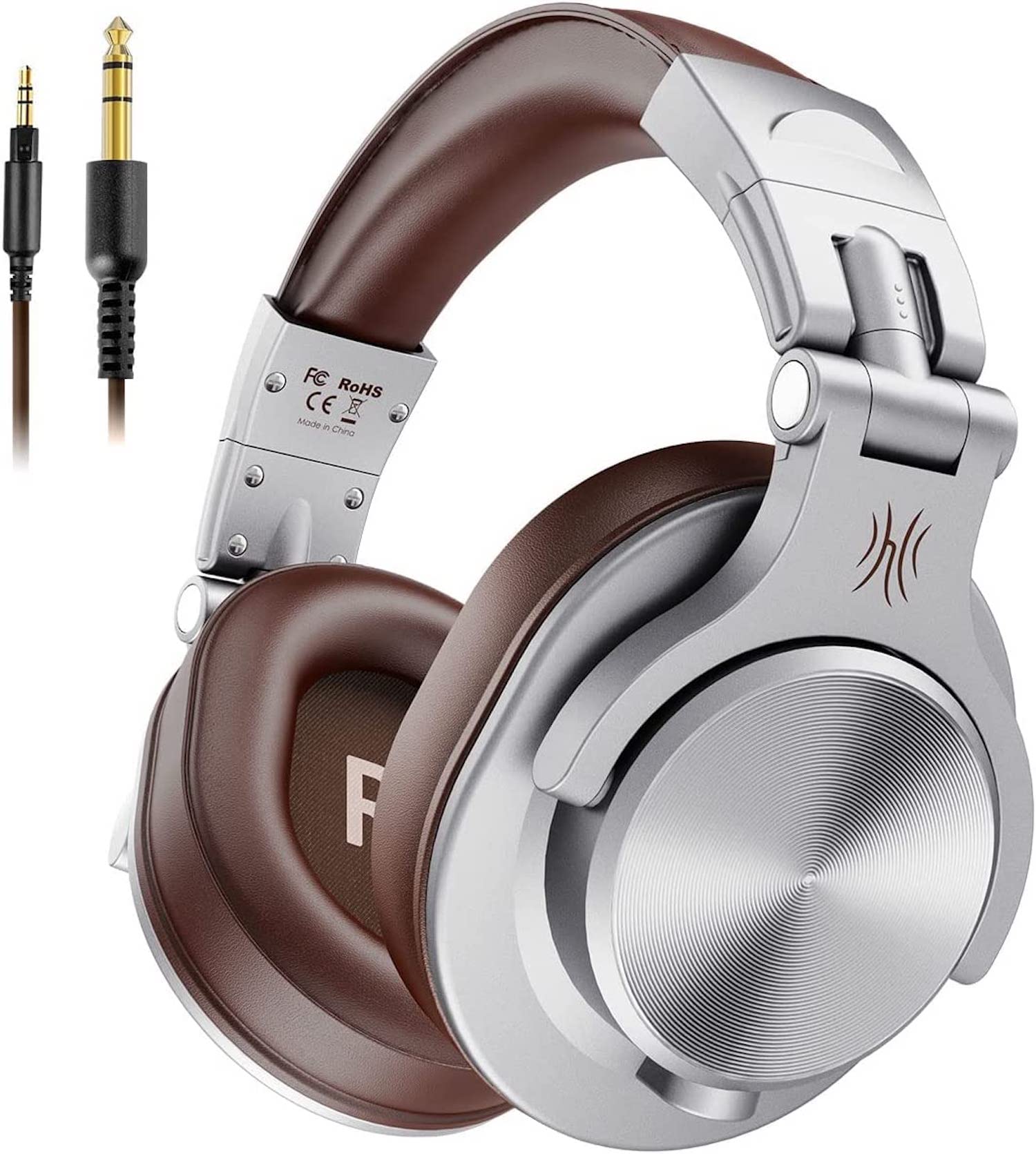 OneOdio Fusion A71 Wired Audio Headphones Studio Headphones DJ Headphones Monitoring Headphones Compatible with Smartphone PC Synthesizer Guitar Piano Tablet (Silver) - Image 1