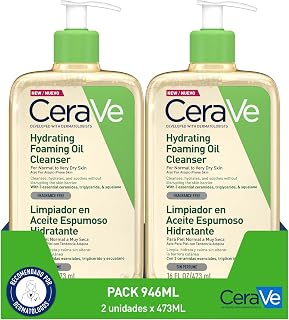 CeraVe Lot de 2 flacons d'huile moussante hydratante pour peaux normales à très sèches avec tendance atopique visage et corps - 473 ml - Nettoie et hydrate - Enrichie en - Image 1