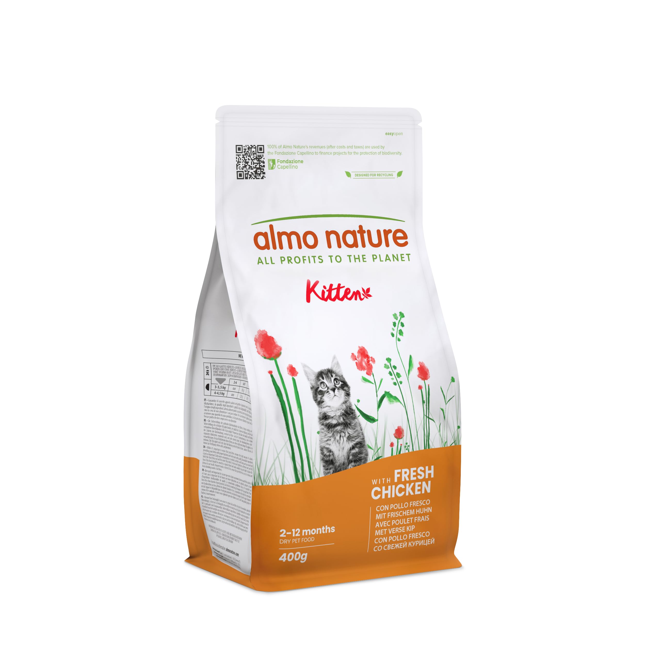 Almo Nature Kitten - Kitten Dry for Kittens with Fresh Chicken - For Balanced Growth of 2 to 12 Months, Suitable for Gestation and Breastfeeding - 400 g Bag - Image 1