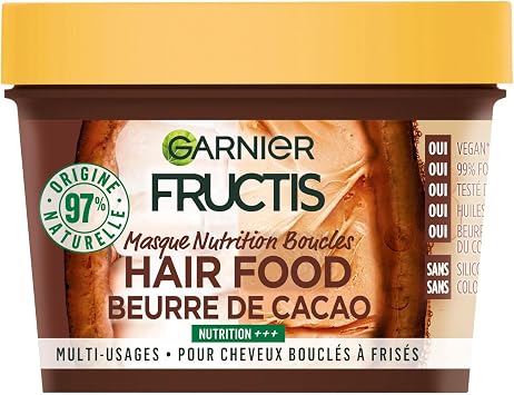 Garnier - Multi-purpose mask with cocoa butter - Curl nutrition - Vegan formula with 97% natural ingredients - For curly to curly hair - Fructis Hair Food - Maxi Format 390ml - Image 1