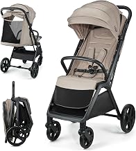 KINDERKRAFT LOOM Compact Lightweight Pushchair, Automatic Folding, Large Puncture-Proof Wheels, Reclining Backrest from Birth up to 22 kg, Beige - Image 1