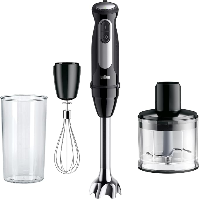 Braun MultiQuick 5 Pro MQ 55236 M, Hand Blender PowerBell Plus Technology, 25 Speeds & Turbo, Easy Click Plus System, 600 ml Chopper, Metal Whisk and Beaker 600 ml, 1000 W, Black - Image 1