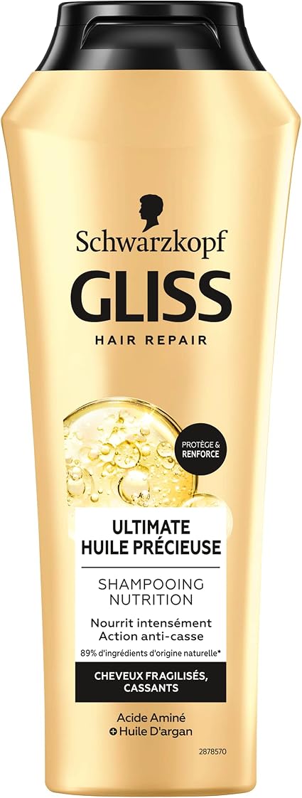 Schwarzkopf - Gliss - Precious Oil Shampoo - Dry/very damaged hair - Anti-breakage action - 89% ingredients of natural origin - 250 ml bottle - Image 1