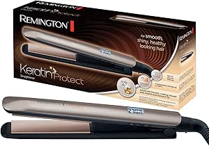 Remington Hair Straightener [Keratin & Almond Oil Care] Protect (Hair Care, Ceramic, LCD Screen, 10 Temperature Settings 150-230°C, Universal Voltage, Pouch) S8540 Straightening Iron - Image 1