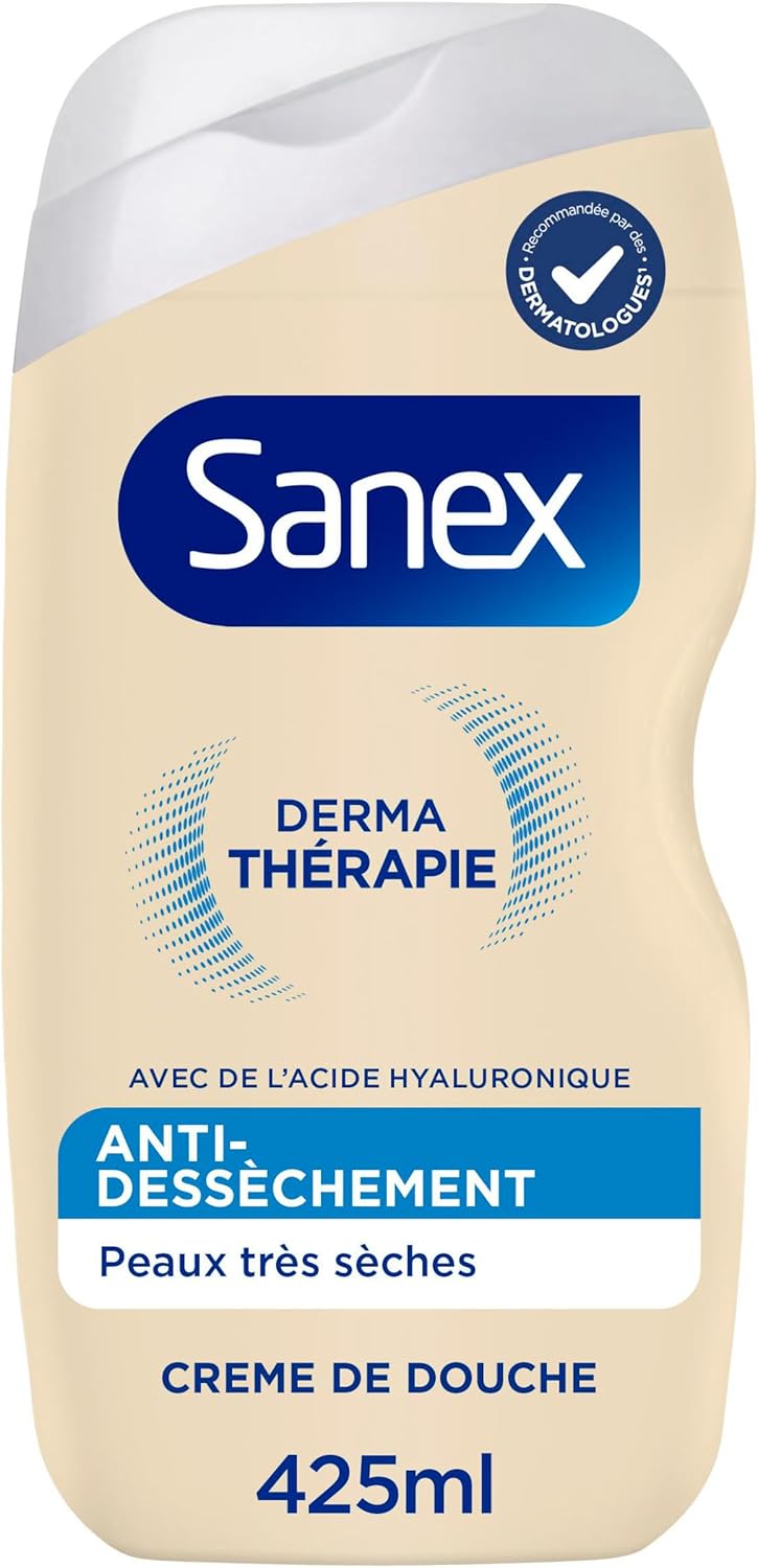 SANEX - Derma Thérapie - Crème de douche anti-dessèchement - Peaux très sèches - Réduit les démangeaisons -Complexe d’acides aminés et acide hyaluronique - 425ml - Image 1