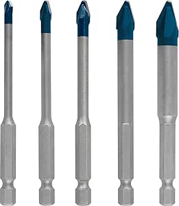 Bosch 5x EXPERT HEX-9 Hard Ceramic Drill Bits (for Hard Tiles, Soft Tile, Ø 4-8, 10 mm, Professional Accessory Drill, Impact Driver, Drill, Rotary Screwdriver) - Image 1