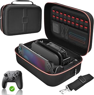 Sacoche de Protection pour Nintendo Switch 2/1 /OLED, Pochette de Transport Tout-en-Un Switch 2, Étui de Rangement avec Cartouches de Jeu pour Console et Accessoires - Noir - Image 1