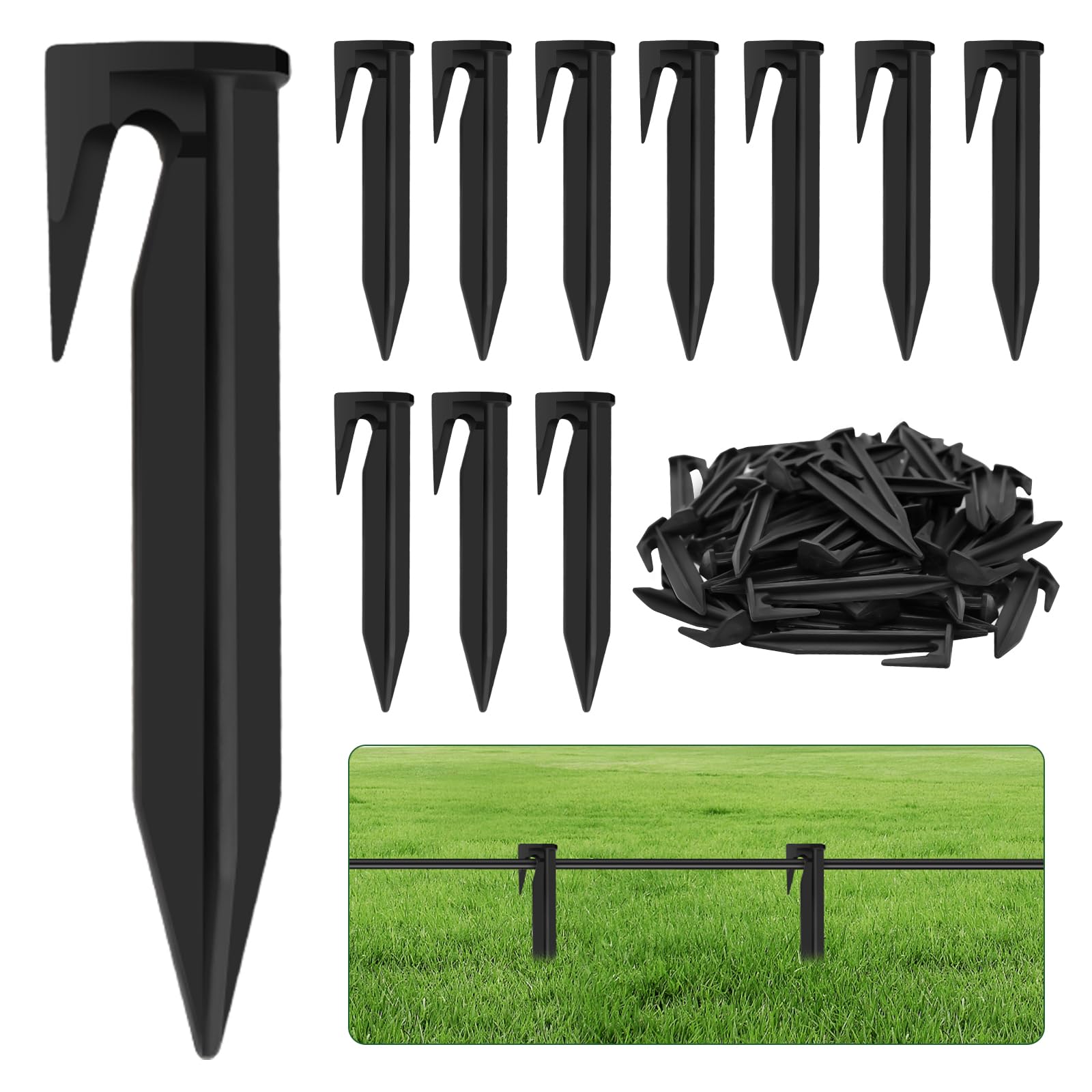 100 x Robotic Wire Pegs, Cable Fixing Pegs, Ground Pegs for Robot Lawnmower, Accessories for Peripheral Cables Lawn Mower Robot, Compatible with Husqvarna Gardena Worx Bosch - Image 1