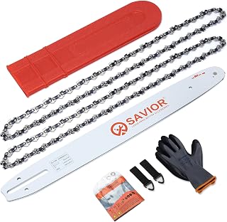 Savior Lot de 2 Chaînes de tronçonneuse avec Protège-guide et Guide de 40 cm - 3/8"LP 56 Maillons 1,3 mm - Compatible avec Oregon, Husqvarna, Makita, McCulloch et autres - Image 1