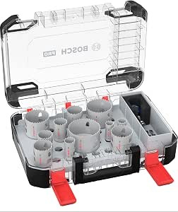Bosch Pro Power Change Plus 14 Piece Multi-Material Hole Saw Set Transparent Case (for Softwood, Drywall, Diameter 20 mm to 76 mm, Professional Accessories for Drill/Screwdriver) - Image 1