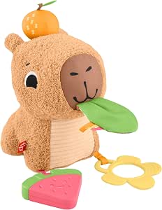 Fisher-Price My Capybara Cuddles Soft Toy with Teething Rings and Rattle for Babies from 3 Months HYR54 - Image 1