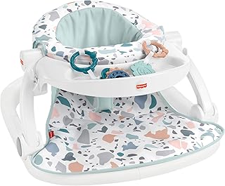 Portable Baby Chair with Tray and 2 Baby Toys, Sit-Me-Up Floor Seat, Pacific Pebble - Image 1