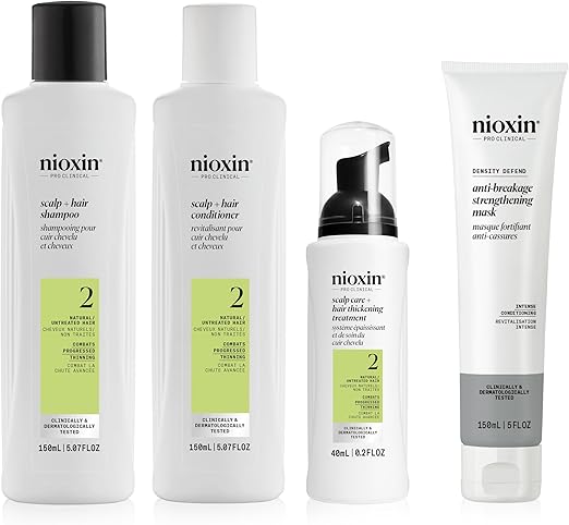 Nioxin - SYSTEM 2 Care Kit - Shampoo & Conditioner (150 ml), Leave-In Care (40 ml) + Strengthening Mask (150 ml) - Image 1