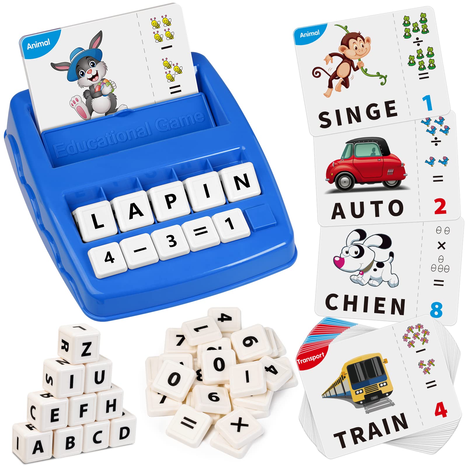 Educational Games 3 4 5 6 7 8 Year Old Girl Toy 3-8 Years Gift Child 3-6 Years Boy Learn to Read French Board Games Letter Scrabble - Image 1