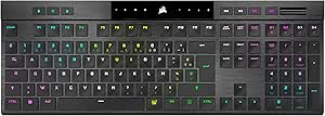 CORSAIR K100 Air Wireless RGB Ultra-Thin Mandeacutercanic Gaming Keyboard – Cherry MX Touch Switches and Writer Low Profile – Bluetooth Compatible with iCUE – PC Mac PS5 PS4 Xbox – AZERTY FR – Black - Image 1