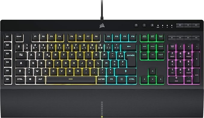 Corsair K55 RGB Pro Wired Membrane Gaming Keyboard - IP42 Dust and Splash Resistant - 6 Keys Macro Elgato Integration - iCUE Compatible - AZERTY BE - PC, Mac, Xbox - Black - Image 1