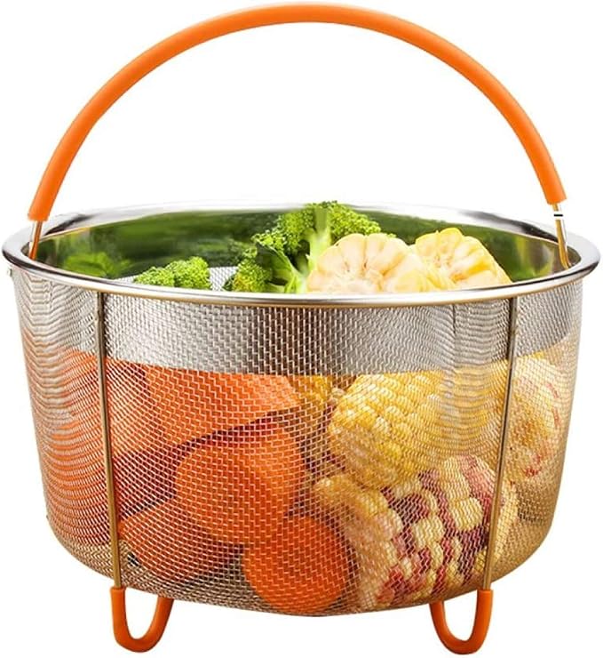 Stainless Steel Steamer Basket For Instant Pot Steamer Basket With Handle Silicone Steamer Basket For Cooking Vegetables And Food, Pressure Cooker Accessories - Image 1
