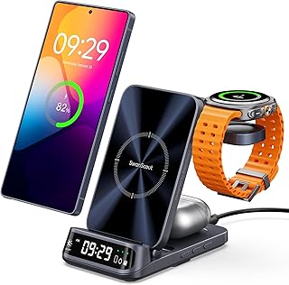 Induction Charger for Samsung, Wireless Charger for Galaxy S25 Ultra/S25+/S25/S24 Ultra/S23/S22/S21, Galaxy Watch Ultra/8 Classic/8/7/6/5/4, Galaxy Buds3 Pro, SwanScout 708S (No Adapter) - Image 1