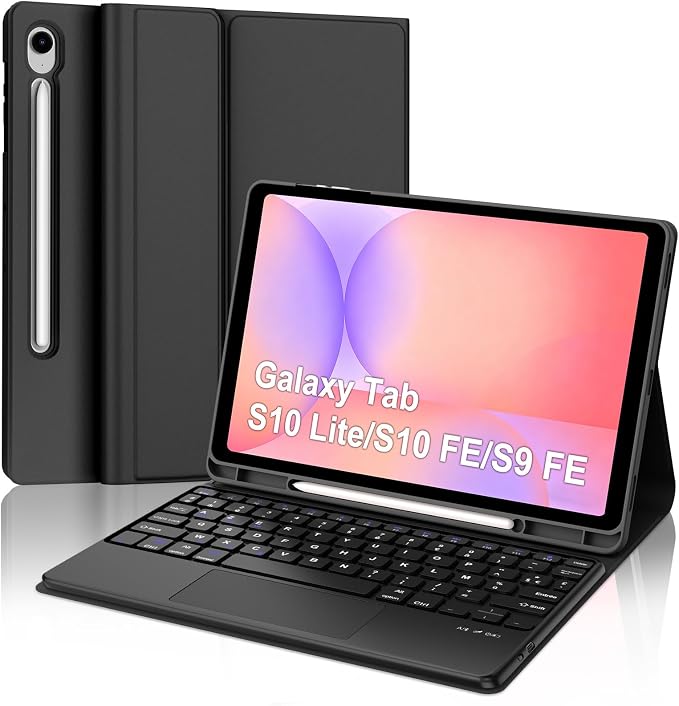 JADEMALL Keyboard with Trackpad for Samsung Tab S10 Lite 10.9 Inches/S10 FE 10.9 Inch 2025, French AZERTY Detachable Keyboard with Touchpad for Samsung S10 Lite/S10 FE/S9 FE 10.9 Inch Tablet, Black - Image 1