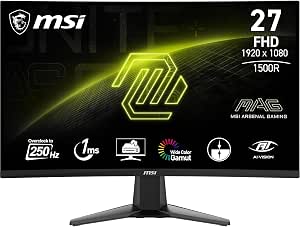 MSI MAG 27C6X 27 Inch Curved FHD Gaming Monitor – VA Panel 1920 x 1080 1500R, 250 Hz (OC)/1ms, Adaptive-Sync – DP 1.2a, HDMI CEC - Image 1