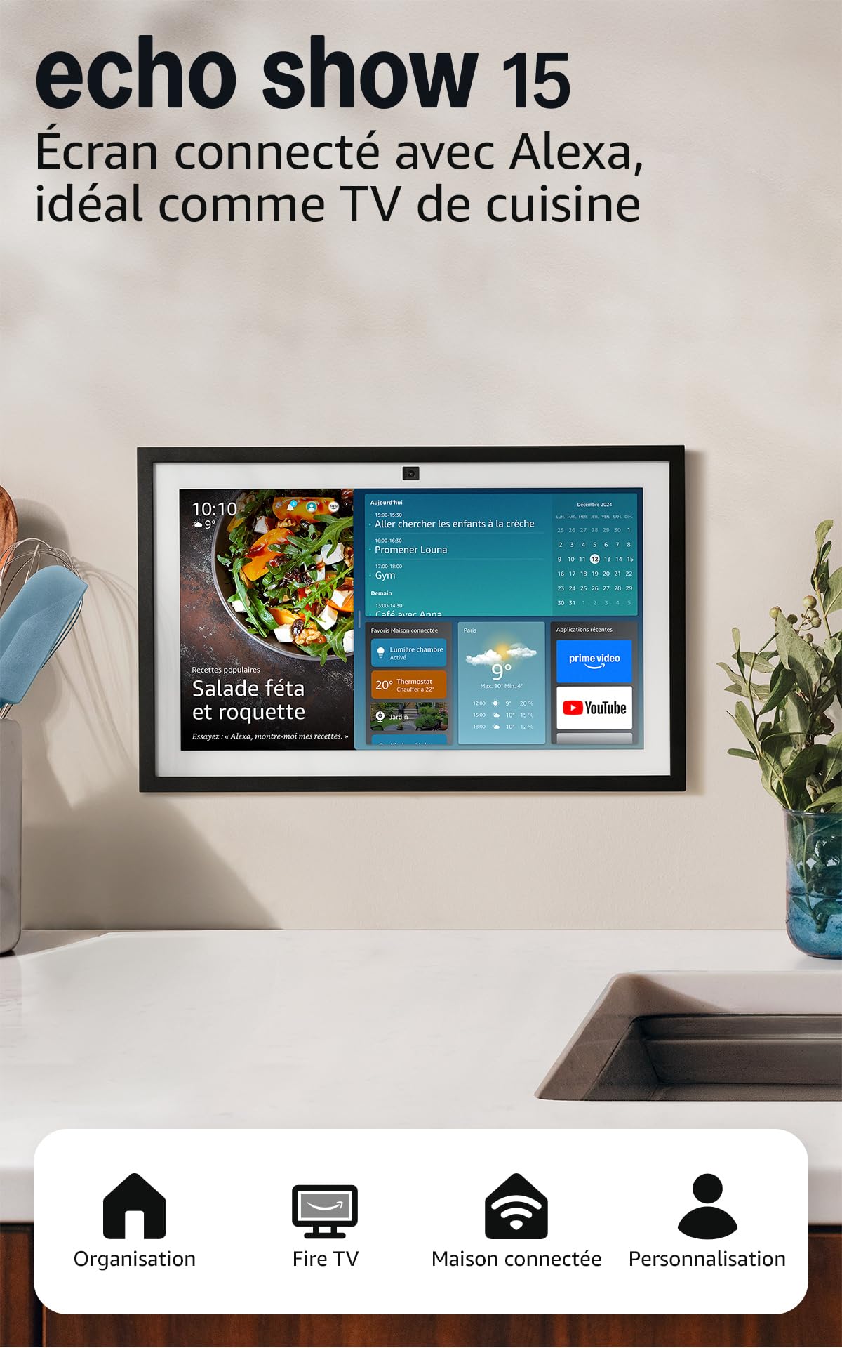 All-New Amazon Echo Show 15 | A stunning HD 15.6" smart kitchen TV with Alexa - Image 1