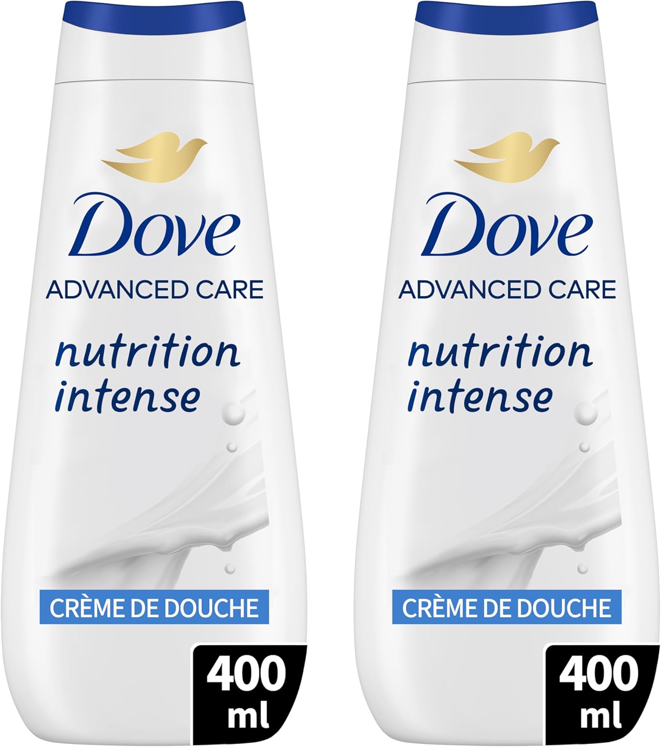 DOVE - Crème de douche Advanced Care Nutrition intense - Respecte la peau - Testé dermatologiquement - Sensation de peau douce pendant 24h (lot de 2x 400ml) - Image 1