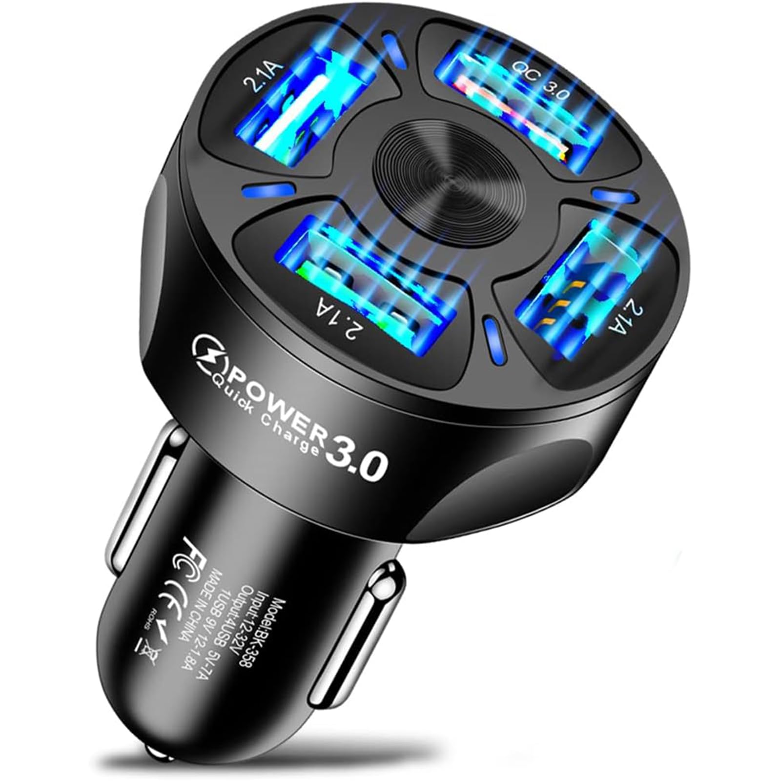 Car Charger 4 Ports USB Charger Cigarette Lighter Charger Fast Car Phone Charger 3.0 7A Fast Charger Adapter for Mobile Tablets and Other Devices - Image 1