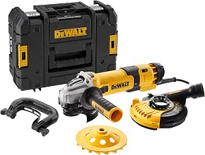DEWALT - 125mm Variable Speed 1500W Wired Angle Grinder with Idle Switch - Surfacing Kit, DWE4257KT-QS - Image 1