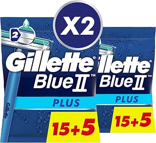 Gillette Blue Ii Plus Rasoirs Jetables Homme, Le paquet de 20 rasoirs (Lot de 2) - Image 1