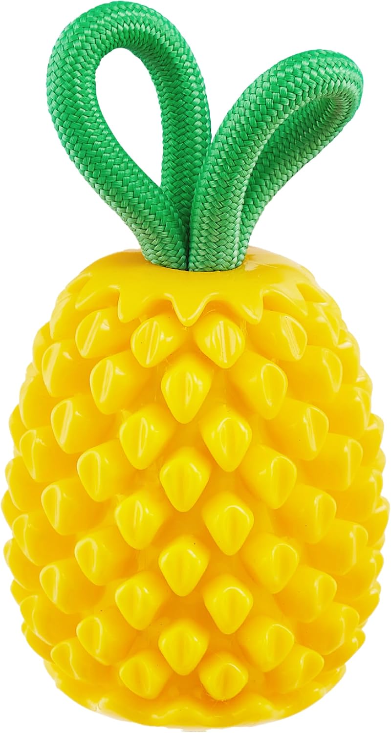 Outward Hound Planet Dog Jouet Dentaire à mâcher en Forme d'ananas et de friandises interactif Durable pour Chien, Jaune - Image 1