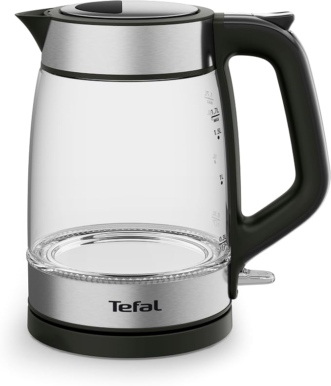 Tefal KI6058 Glass Kettle, Electric Kettle, Graduation, 1.7 L Capacity, Easy to Clean, Black - Image 1