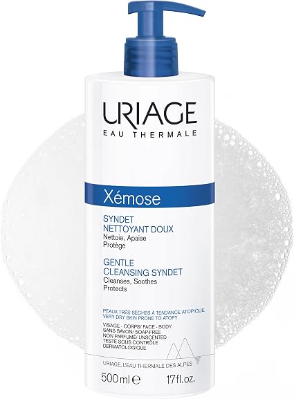 Uriage Xemose Syndet Face and Body - Dry Skin, Atopic Eczema - Extra-Mild Cleanser, Durable Comfort - Helps Restore the Skin Barrier - Fragrance and Soap Free - Physiological pH - 500 ml - Image 1