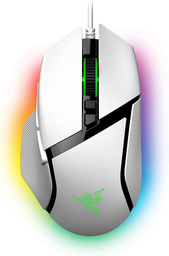 Razer Basilisk V3 - Customizable Wired Gaming Mouse - Ergonomic Design - 26K DPI sensor - Chroma RGB - 11 Programmable Buttons - Tilting HyperScroll Wheel - PC/Mac | White - Image 1