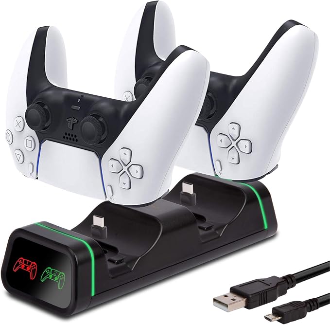 PS5 Controller Charger, Dual Controller Charging Station Playstation 5/Xbox Series X/S/Xbox One Elite Series 2/Switch Pro/Google Stadia, PS5 Accessory - Image 1