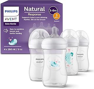 Philips Avent Natural Response - coffret cadeau : 4 biberons Natural Response 260 ml avec tétines T3 (1 mois et plus) (modèle SCY903/61) - Image 1