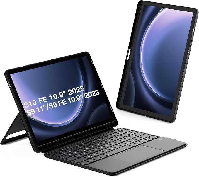Inateck Detachable Azerty Keyboard Case for Samsung Galaxy Tab S10 FE/S9 FE 10.9 Inch/S9 11 Inch Magnetic Bluetooth Keyboard with Touchpad, Portrait/Landscape, Built-in Stylus Holder, AceTouch N0064 - Image 1