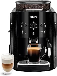 Krups Coffee Bean Machine, Espresso Machine, 2 Cups Simultaneously, Automatic Cleaning, Steam Nozzle for Cappuccino, Espresso Maker, Essential Black YY8125FD - Image 1