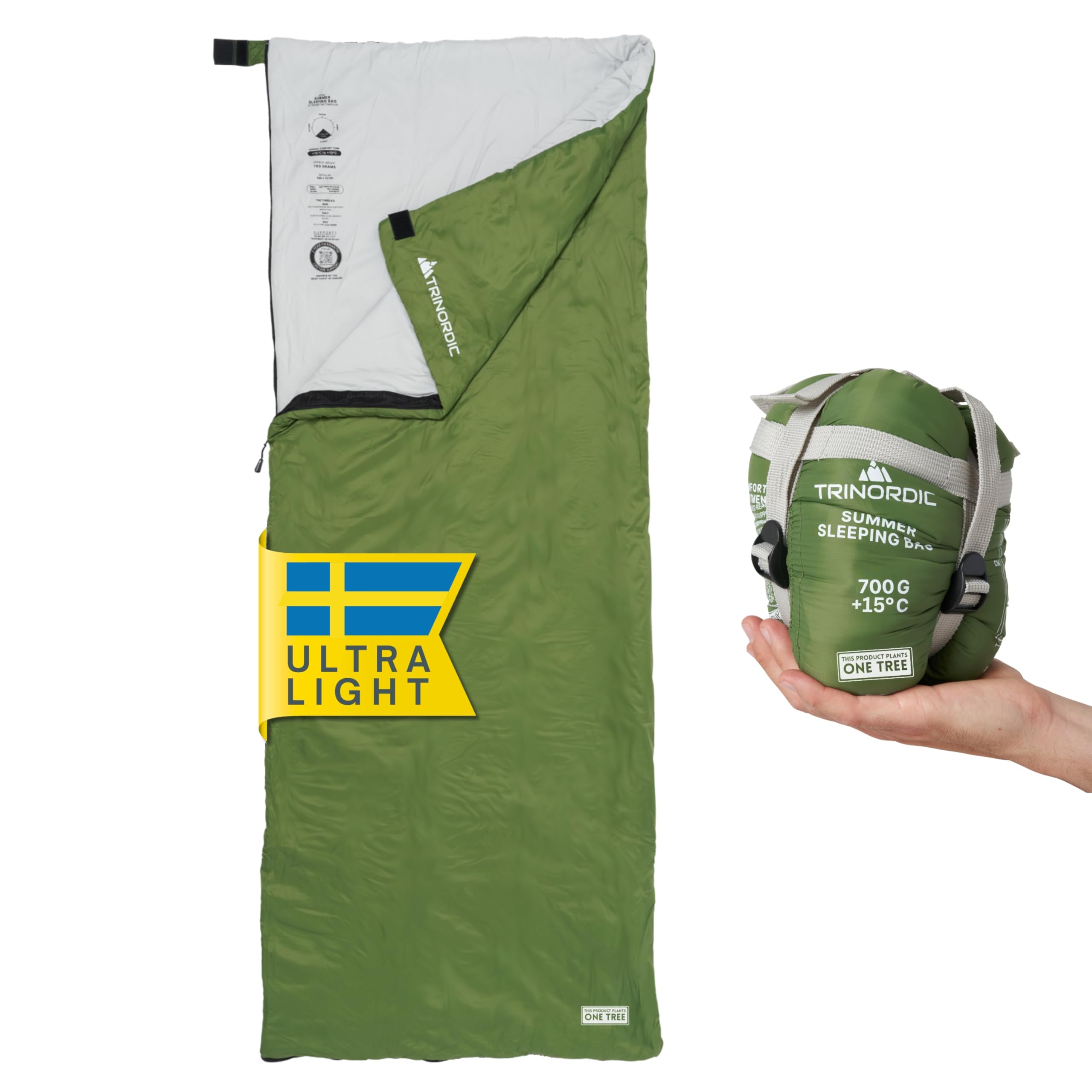 Ultralight Rectangular Sleeping Bag - Anti-Stuck Zipper - Compact Summer Adult Sleeping Bag - Camping Hiking Trekking Bikepacking Travel - Image 1